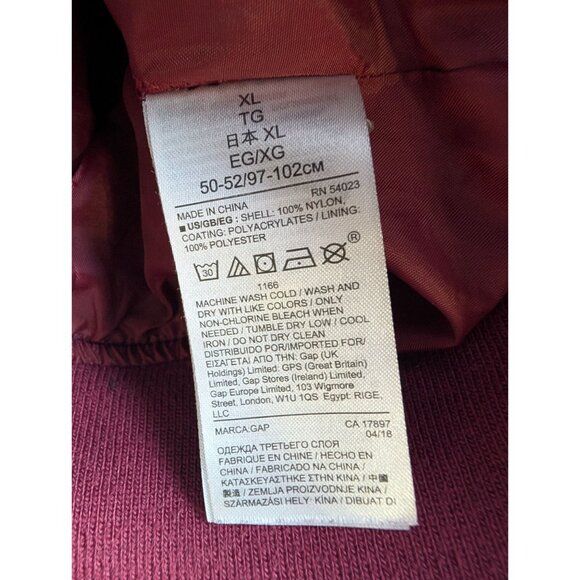 Gap Varsity Bomber Jacket Mens XL Navy Burgundy Full Zip Button Pockets Retro - Picture 6 of 10